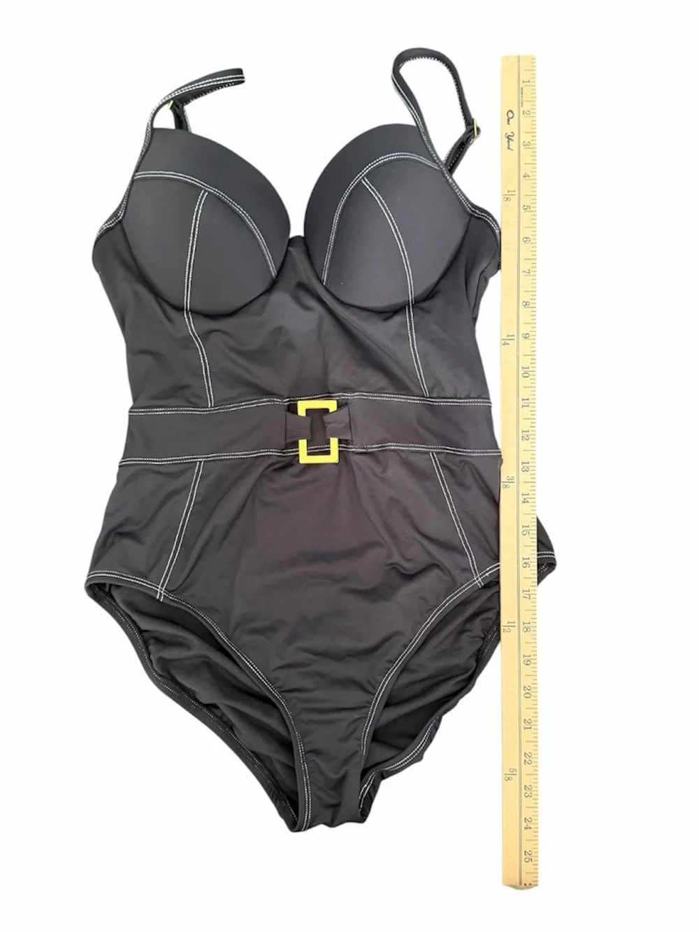 Bleu Rod Beattie Black One-Piece Swimsuit with Contrast Stitching